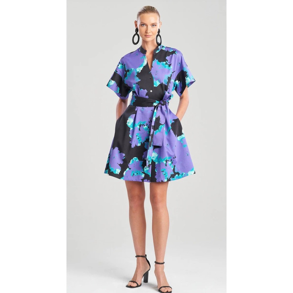 Natori Taichou Cotton‎ Chino Mandarin Belted Shirtdress NWT $450 Sz XL